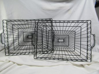 2 Handled Rectangle Metal Baskets