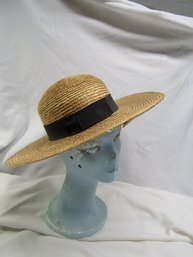 Womens Straw Hat With Black Ribbon