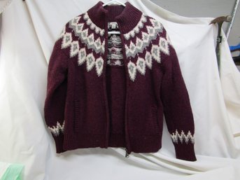 Womens LL Bean Zip Up Sweater Size Medium