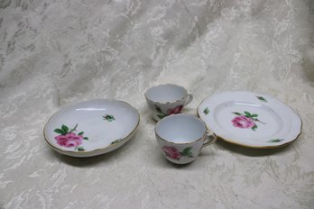 Assortment Of Vintage Pink Rose Meissen China