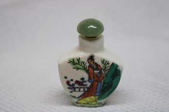 Vintage Hand Painted Porcelain Snuff Bottle - Woman