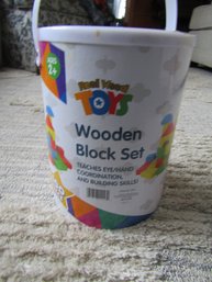 BUCKET OF WOODEN BLOCKS