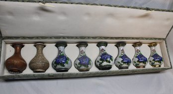 Vintage Stages Of Cloisonne Production Vases In Original Box