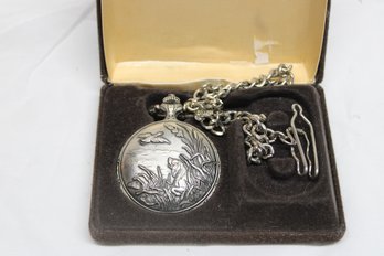 Vintage 17 Jewel Brodex Pocket Watch Duck Hunting Motif