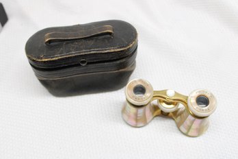 Vintage Antique MoP Mother Of Pearl French Le Fils Paris Opera Glasses With Case