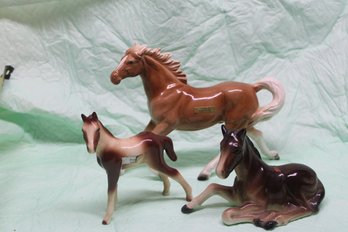 3 Porcelain Horse Figurines