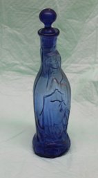 Vintage Blue Mother Mary Decanter With Handle