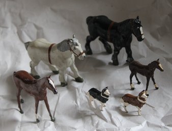 Collection Of Small  Metal Horses And Dogs