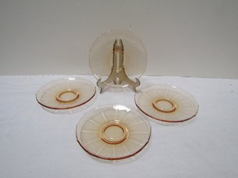 5' VINTAGE AMBER GLASS PLATES