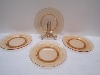 VINTAGE 8' AMBER GLASS PLATES