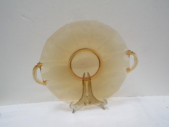 VINTAGE AMBER DOUBLE HANDLE PLATE