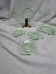VINTAGE Uranium  GREEN GLASS PLATES