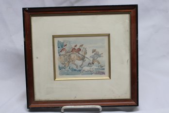 R. WILCOX TENAFLY NJ A BRITISH HORSE GRENADIERS ON FORGING RAID - WATERCOLOR?