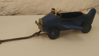 Vintage Plastic & Metal Airplane Pull Toy
