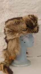 REAL RACCOON FUR SKIN CAP HAT