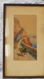 VINTAGE WATERCOLOR COAST OF ITALY ARTIST SIGNED