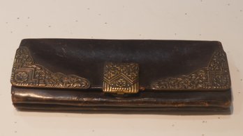 VINTAGE LEATHER & SILVER WALLET