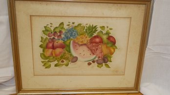 THEOREM STILL LIFE FRUIT PAINTING ON VELVET