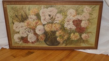 VINTAGE FRAMED FLORAL STILL LIFE OIL PAINTING ON CANVAS