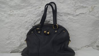 BLACK LEATHER IVES ST LAURENT PARIS HANDBAG PURSE