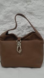 BROWN LEATHER DOONEY AND BOURKE HANDBAG