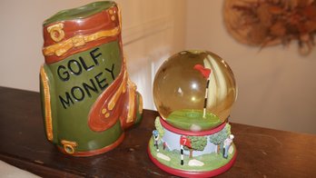 GOLF  SNOWGLOBE AND BANK