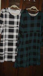 2 SIZE XL PLAID DRESSES