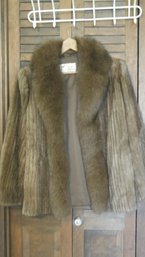 VINTAGE PHILLIP LERNER MINK COAT WITH FOX TUXEDO COLLAR