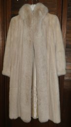 VINTAGE BLUSH MINK WITH FUR TUXEDO COLLAR  FULL LENGTH FUR COAT