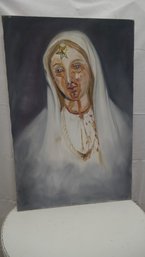 DEVOTIONAL OIL PAINTING OF THE VIRGIN MARY