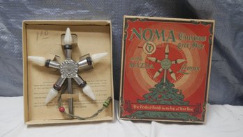 Vintage Noma Merry Christmas Star Tree Topper Chrome W Bulbs Retro Not Tested