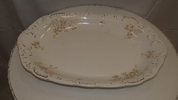 Antique Henry Alcock & Co Semi Porcelain Platter Daisy Floral Gold Trim Cobridge