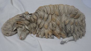 TERRACOTTA RECLINING / SLEEPING SHEEP FROM CRECHE NAVITY SET UNSIGNED