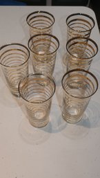 VINTAGE TUMBLERS WITH GOLD GILT BANDS