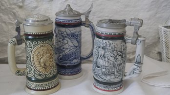 3 AVON BEER STEINS