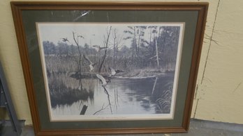 Signed Anthony AJ Rudisill AP Artist Proof 804/900 LITHOGRAPH Fall Refuge Mallards