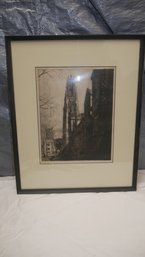 SIGNED BLACK & WHITE ETCHING OF A CATHEDRAL