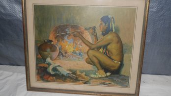 PRINT OF THE PAINTING THE ARROW MAKER BY EANGER IRVING COUSE