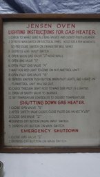 FRAMED JENSEN OVEN INSTRUCTIONS FOR GAS HEATER
