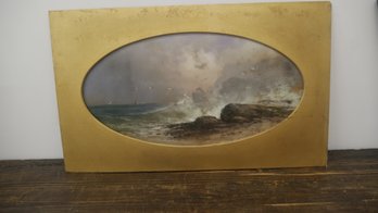 SIGNED PASTEL PAINTING - STORMY SEASCAPE