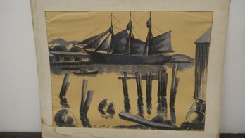 ARTIST SIGNED MARITIME SHIP PAINTING