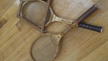 2 VINTAGE WOOD RACQUETS - RAWLINGS & BANCROFT