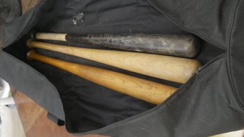 3 BASEBALL BATS AND BAG