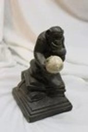 Vintage Esco MONKEY Statue & SKULL Sculpture DARWIN Thinker