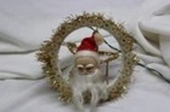 VTG WORKING Santa Tree Topper Wreath  3-Way Blinking Lights - Works