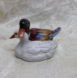 VTG Herend Hungary 2 Courting Ducks Figurine White & Colorful