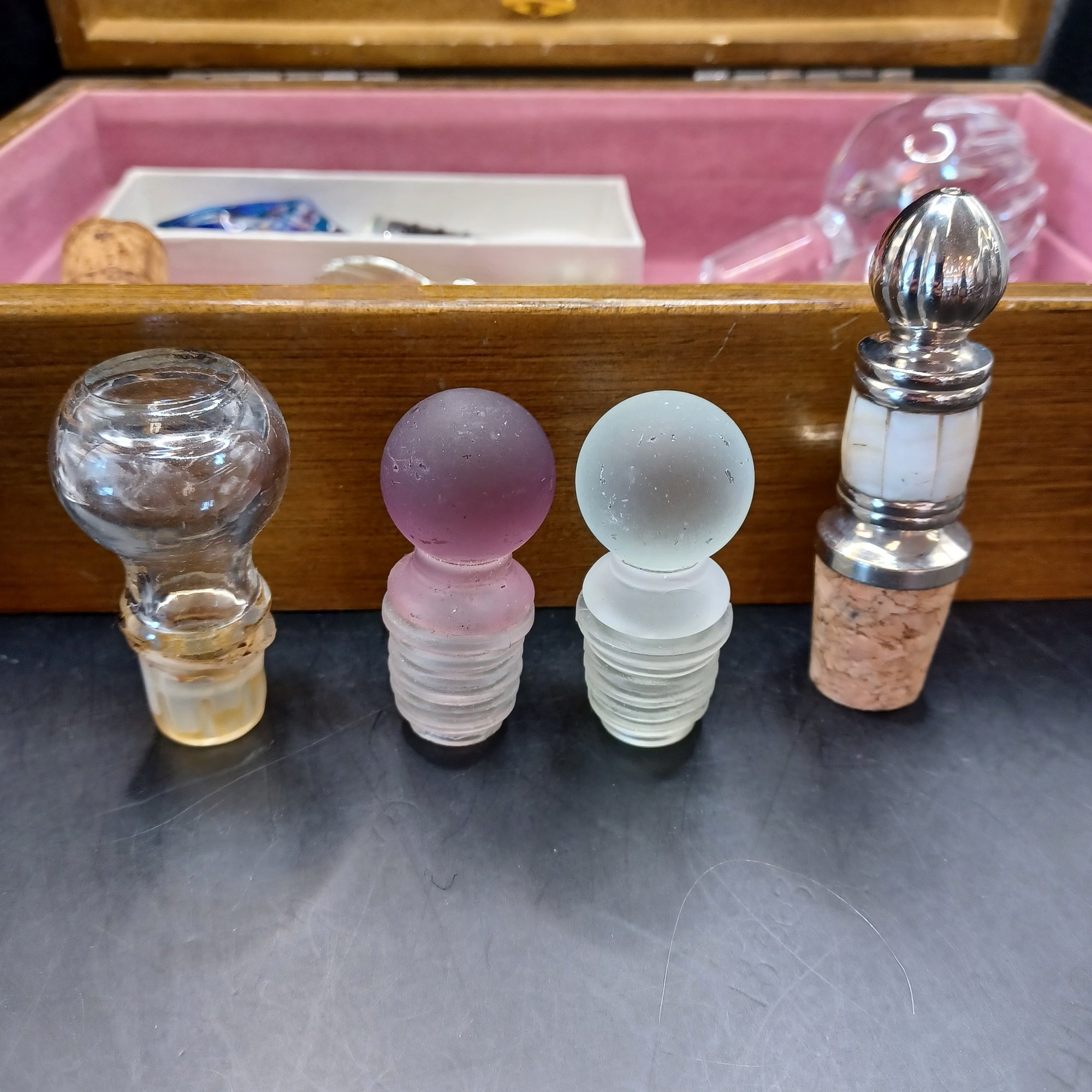 Stoppers Box Jewelry Box Full Of Stoppers, Corks, Crystals #45301 | Auctionninja.com