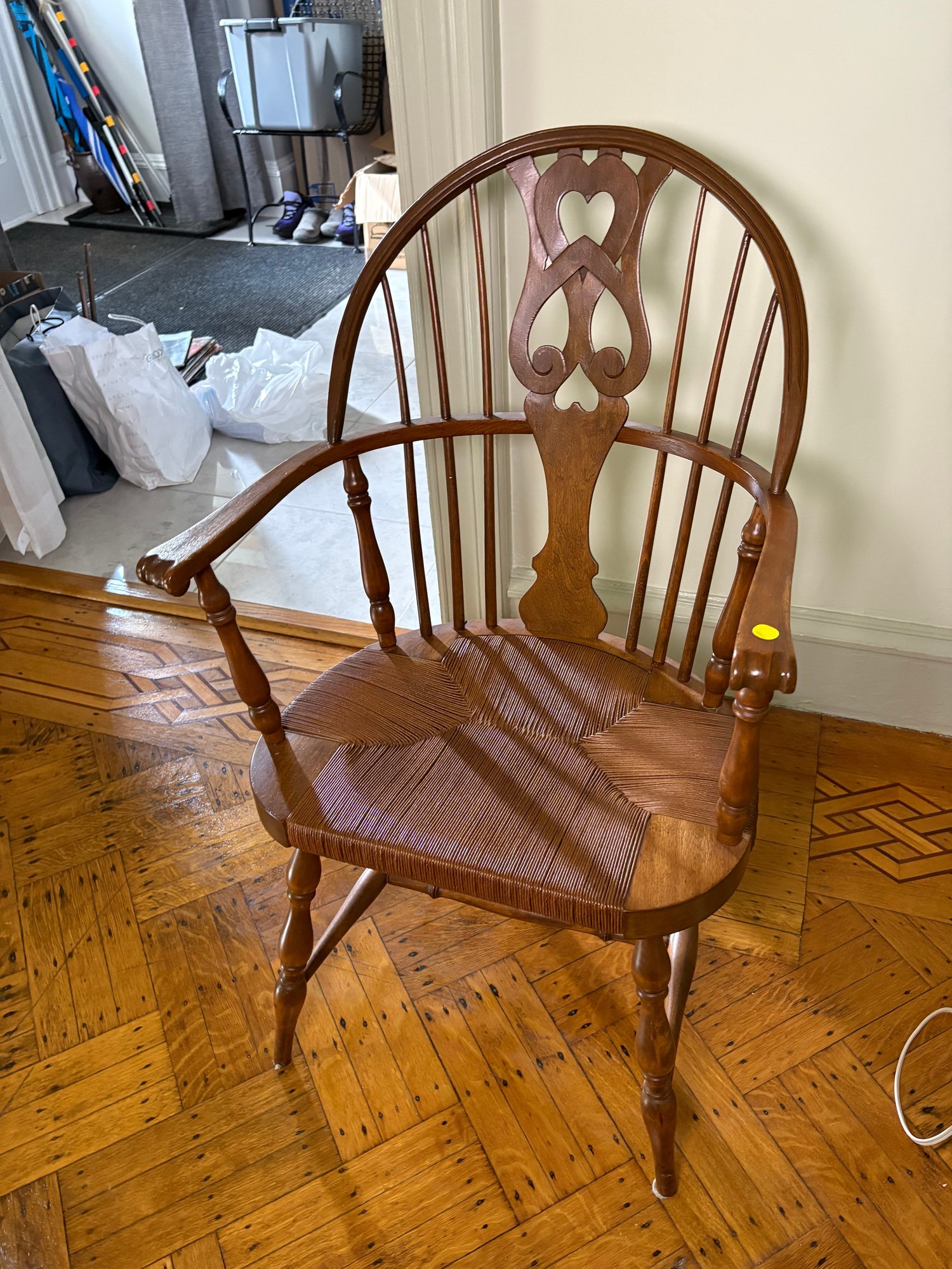 Wooden Windsor Style Woven Chair (D) #47643 | Auctionninja.com