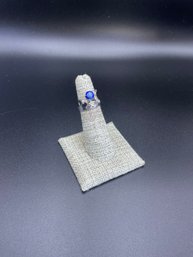 Sterling Silver And Faux Star Opal Ring Size 5