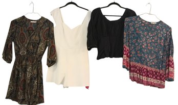 Ladies Dress, Romper, And 2 Shirts Size Sm (MB)